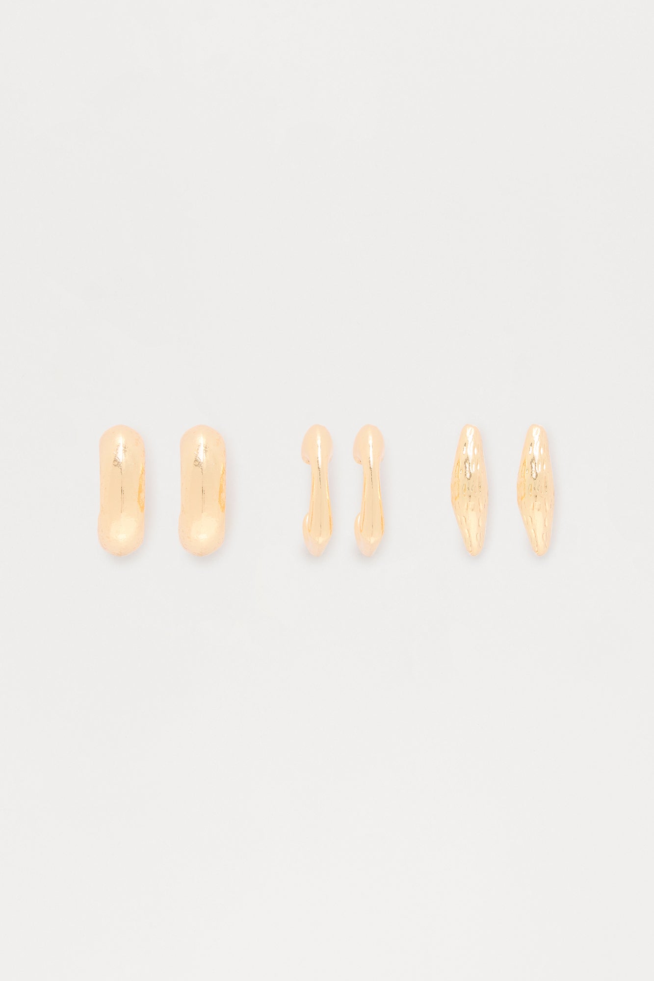 Want It All 3 Pair Earring Set - Gold