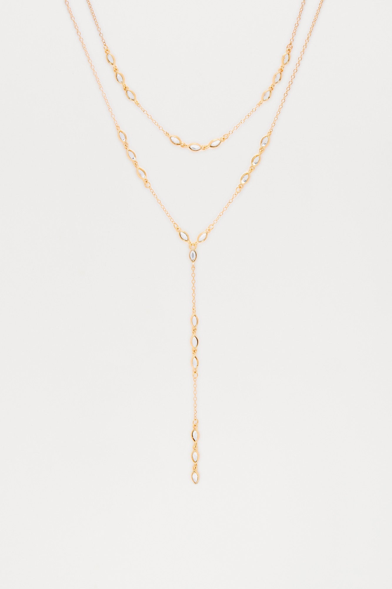 Getting To Know You Lariat Necklace - Gold/Clear