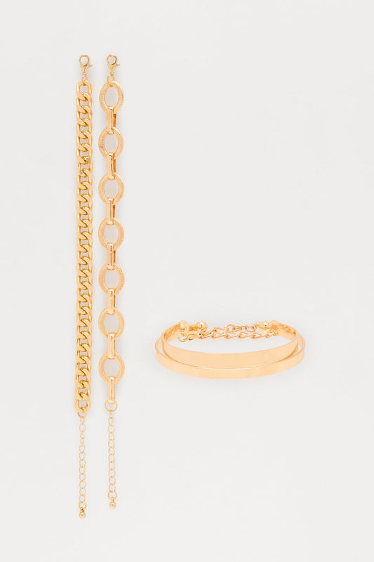 Can't Be Broken Hardware 4 Piece Bracelet Set - Gold