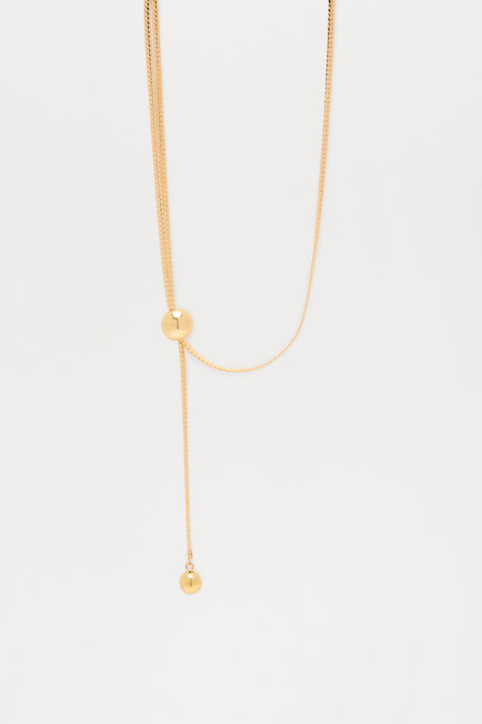 You Stay On My Mind Lariat Necklace - Gold