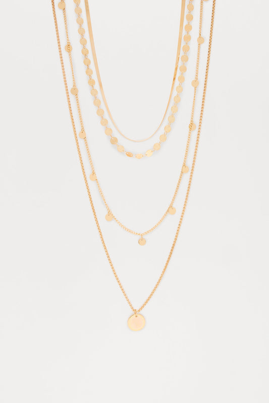 Deep In Thought Layered Necklace - Gold
