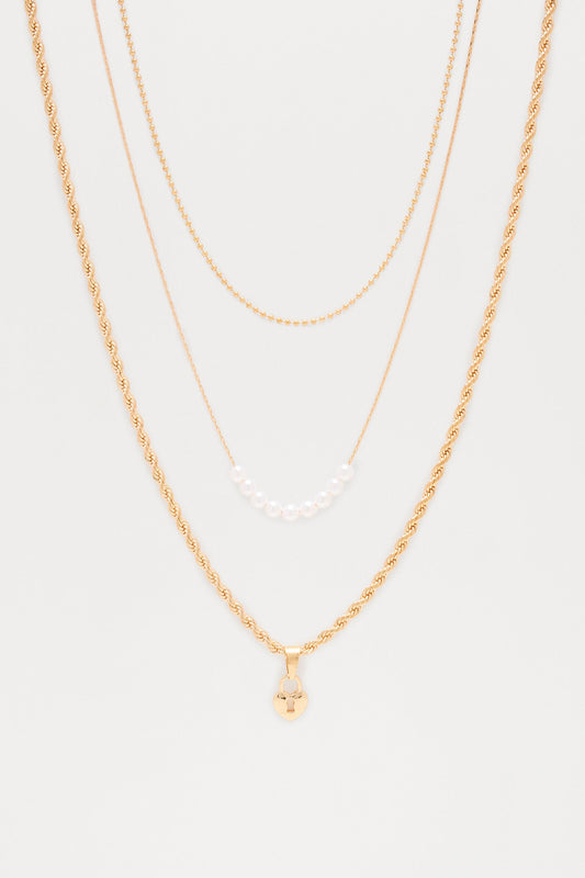 The Key To My Heart Layered Necklace - Gold