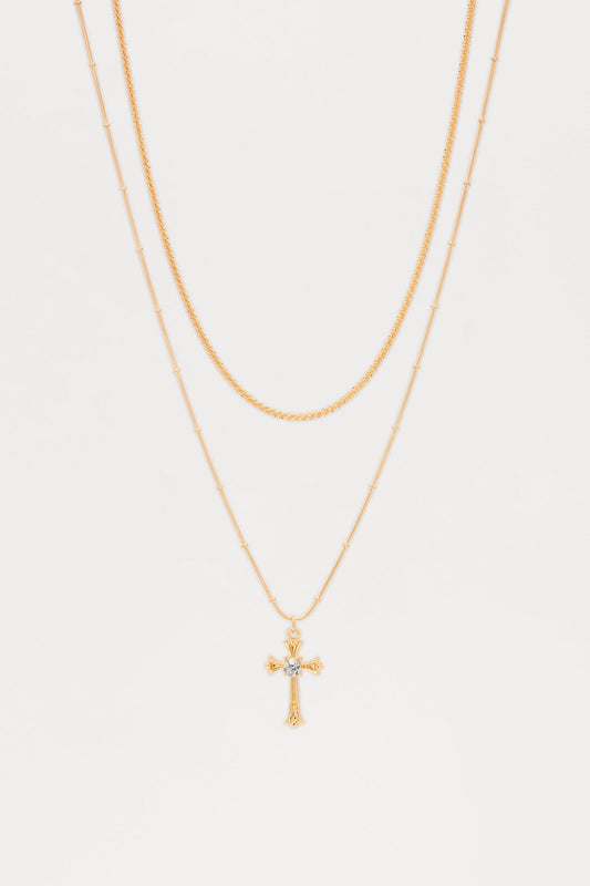 Faith's Embrace Layered Necklace - Gold