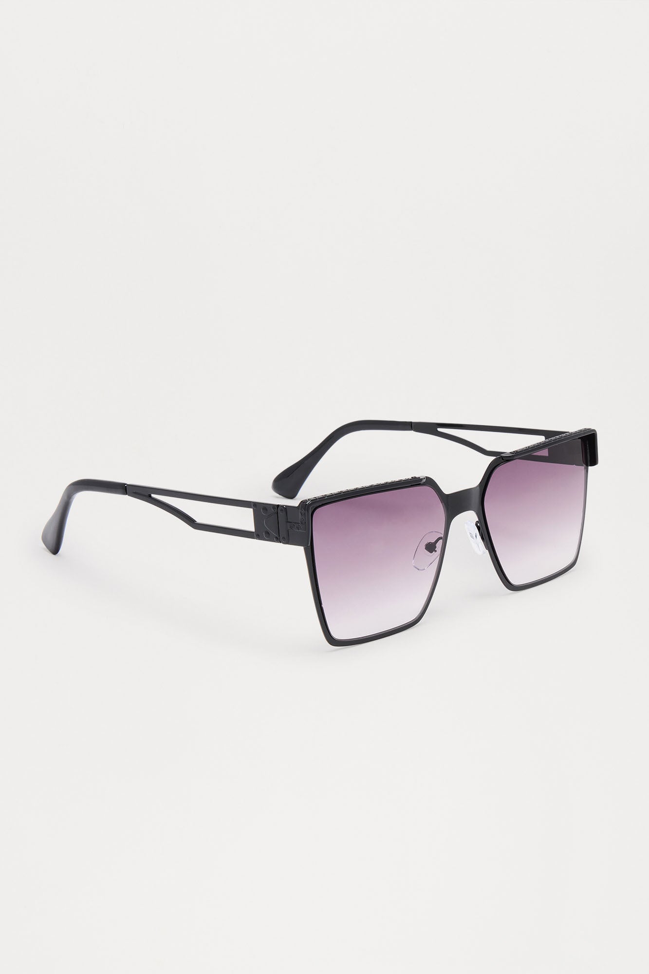 Artist Colored Lens Square Metal Sunglasses - Black