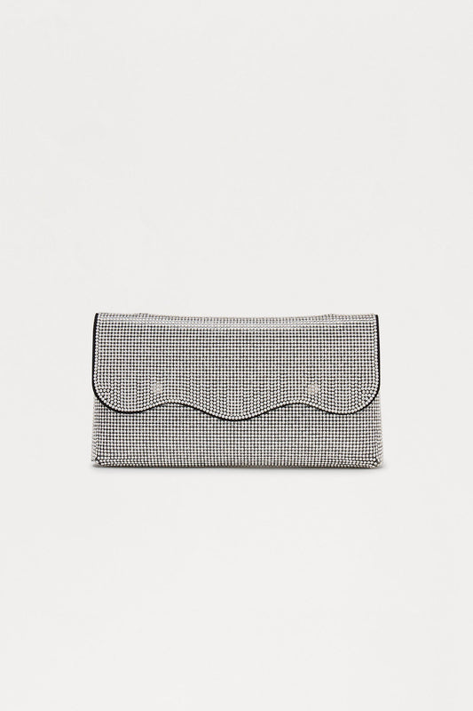 Light Up The Room Rhinestone Crossbody Bag - Silver