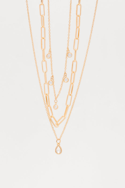 The Thrill Of It Layered Necklace - Gold/Clear