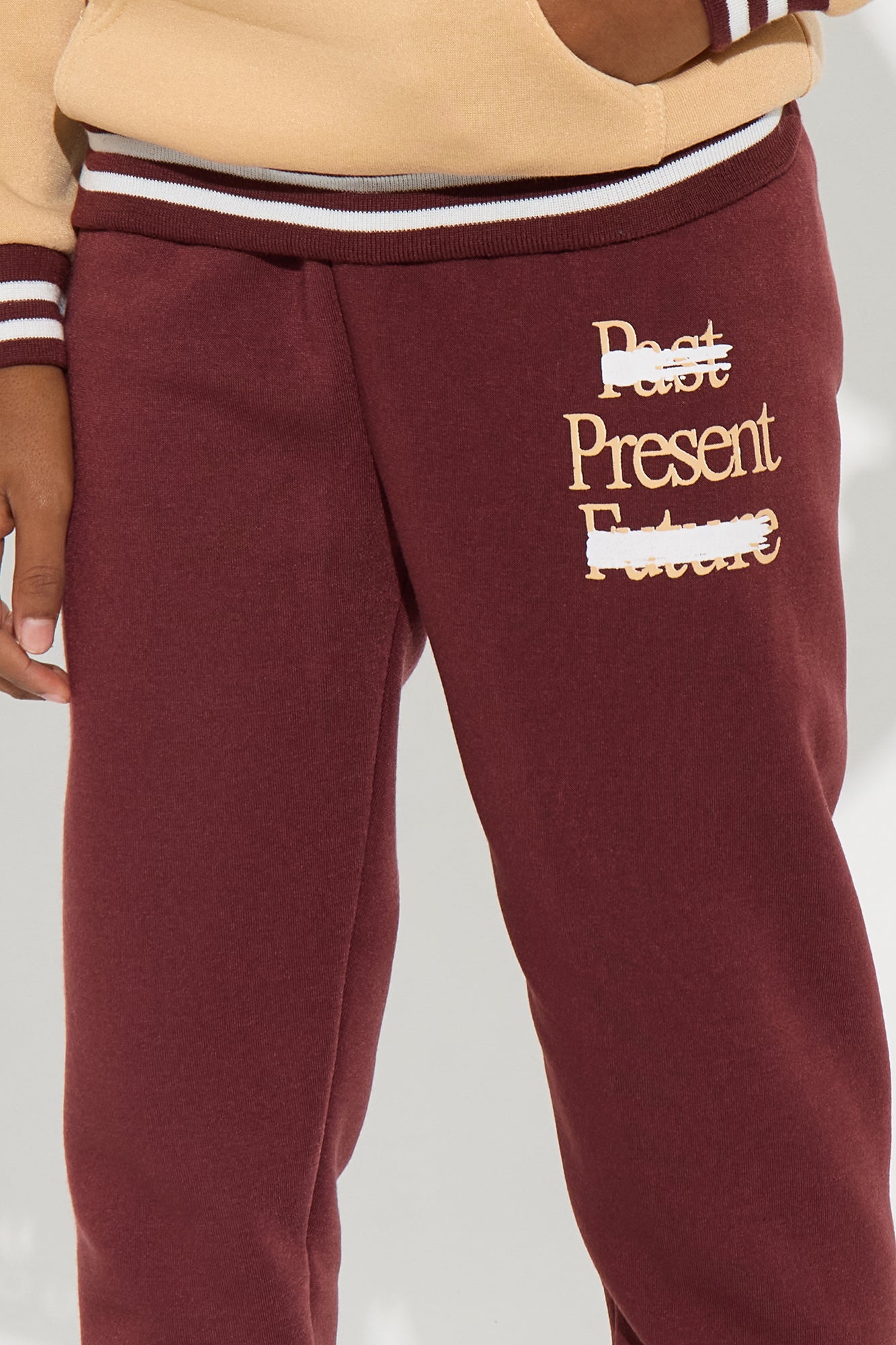 Mini Focused On The Present Hoodie and Jogger Pant Set - Sand/combo