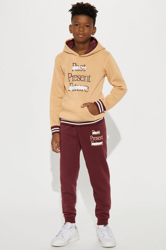 Mini Focused On The Present Hoodie and Jogger Pant Set - Sand/combo