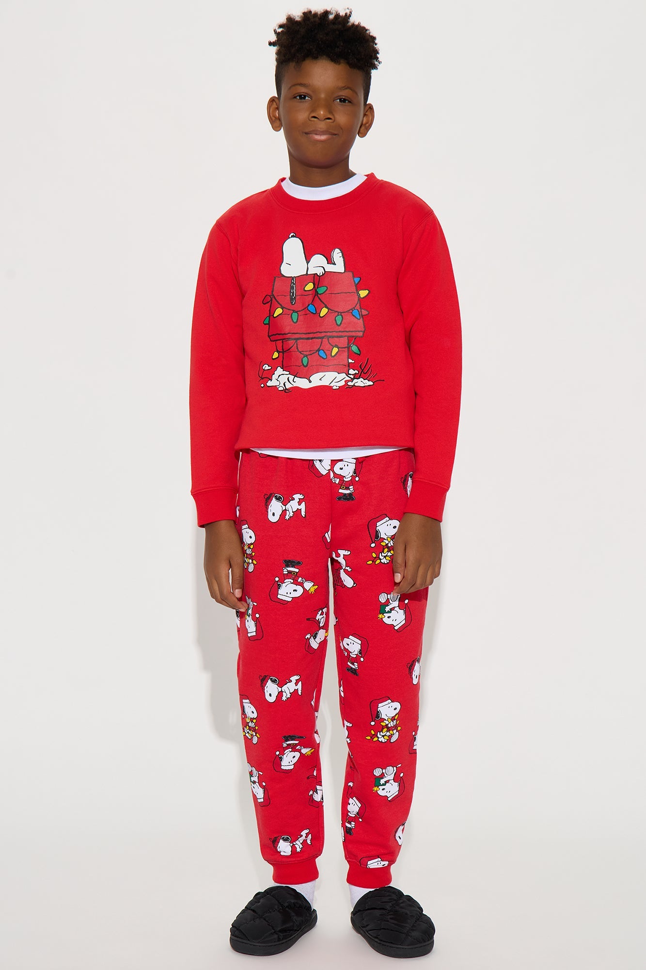 Mini Snoopy Merry Christmas Jogger Pant Set - Red