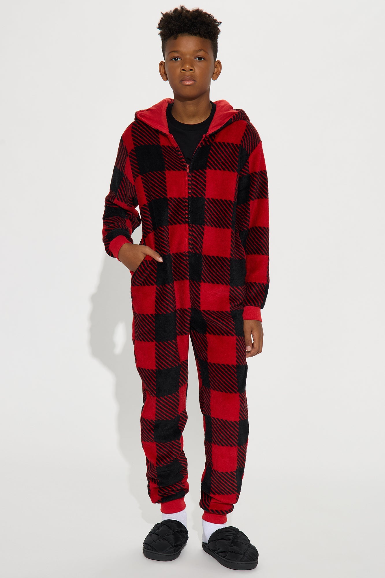 Mini Always Cozy Holiday Onesie - Red/Black