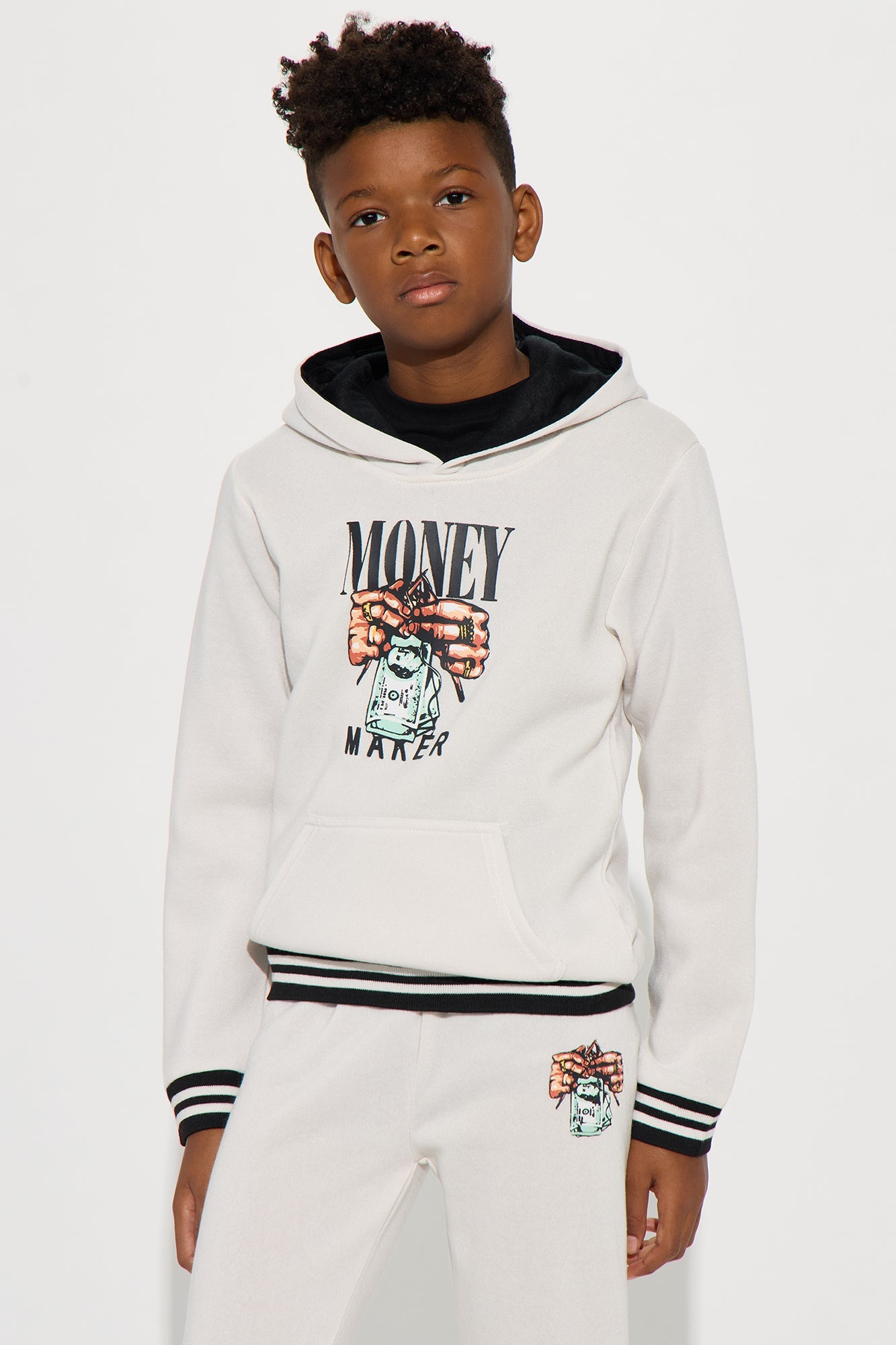 Mini Money Maker Hoodie and Jogger Pant Set - Sand