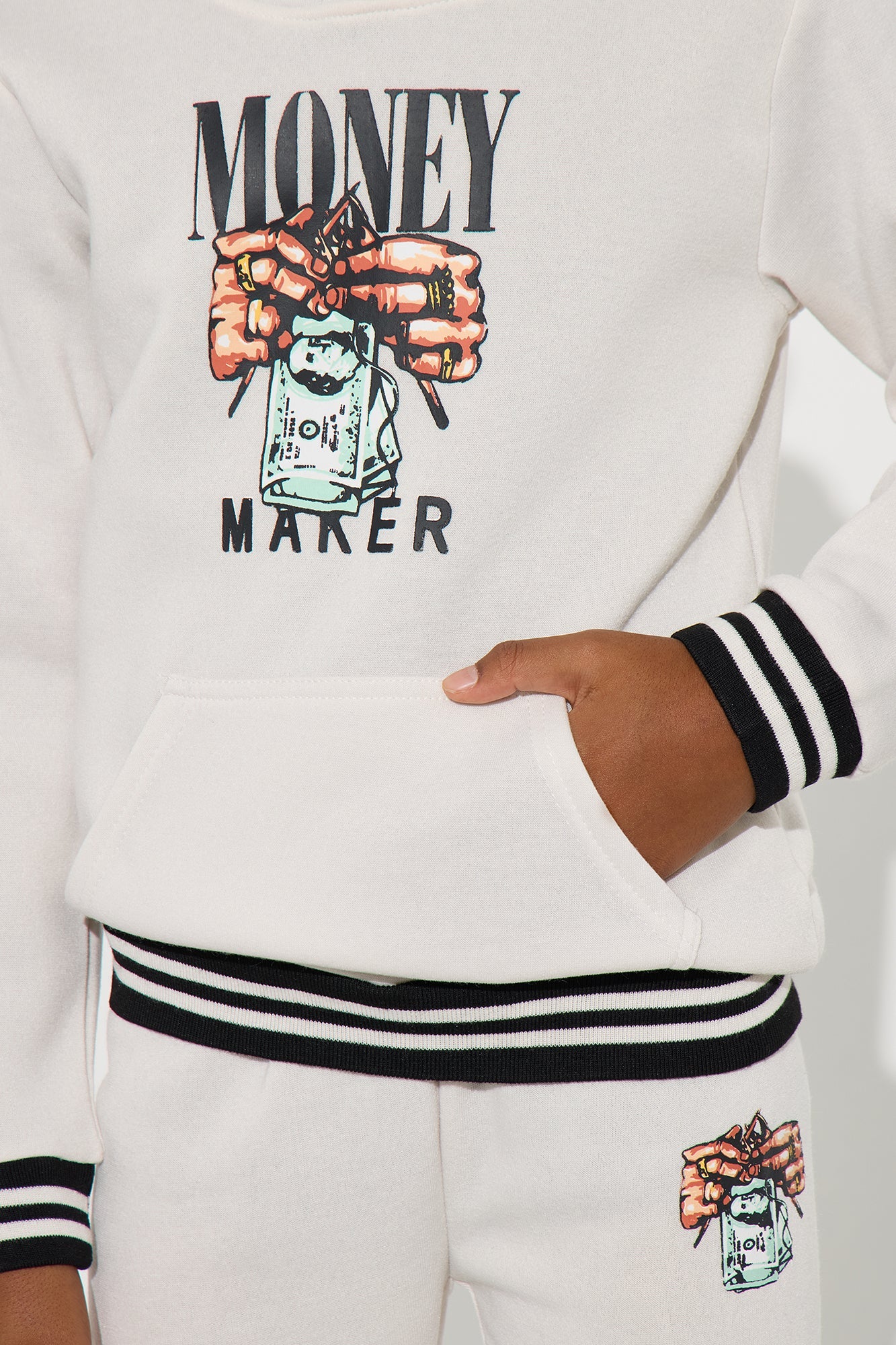 Mini Money Maker Hoodie and Jogger Pant Set - Sand