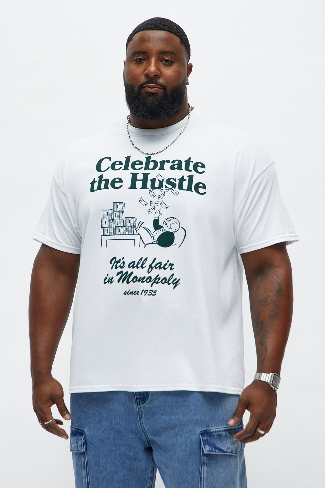 Monopoly Celebrate The Hustle Short Sleeve Tee - White