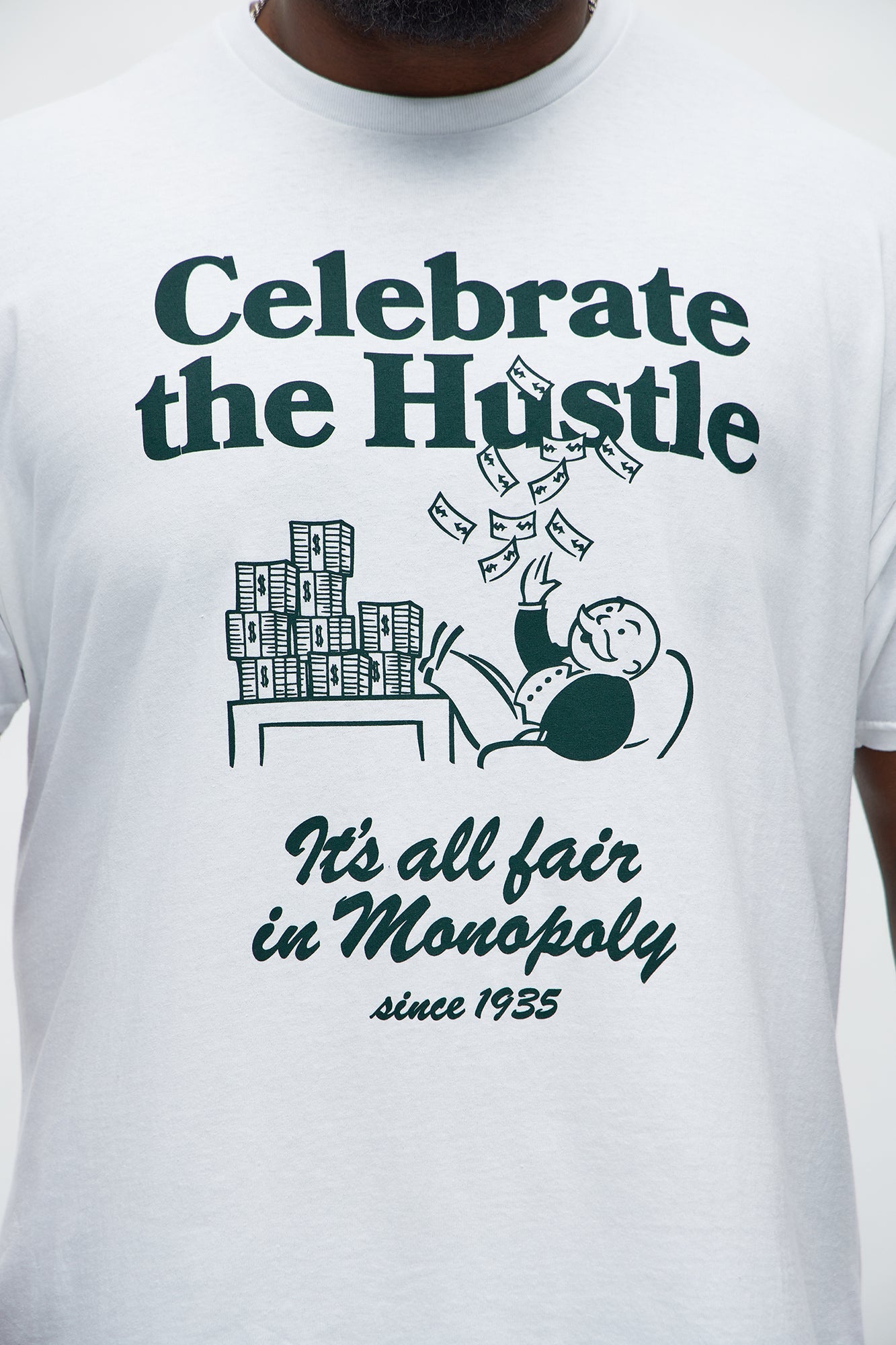 Monopoly Celebrate The Hustle Short Sleeve Tee - White