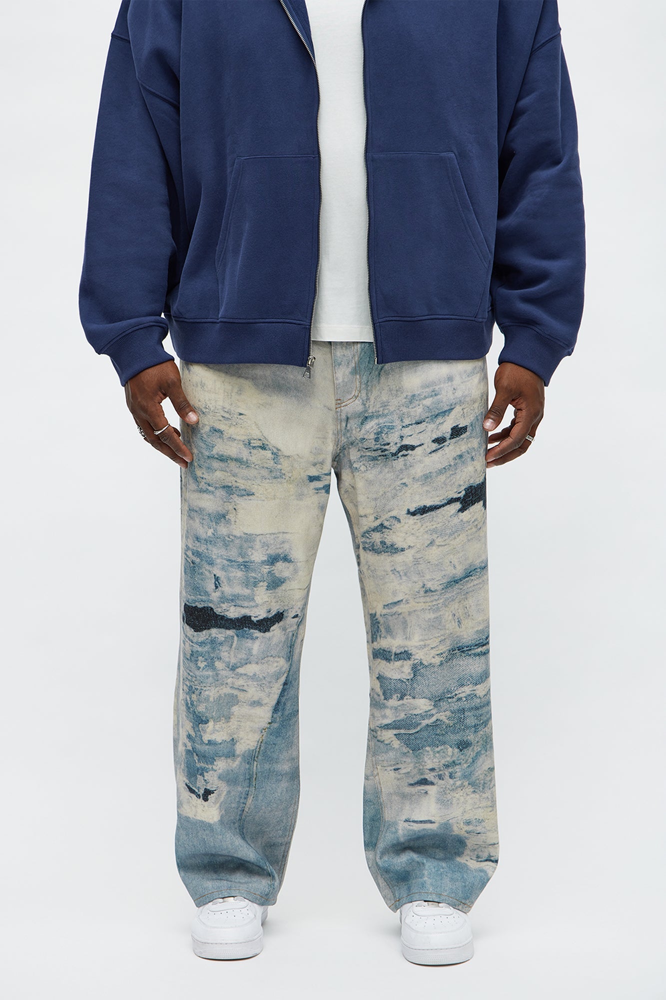 Baggy Be Bad Printed Distressed Pant - Blue/combo