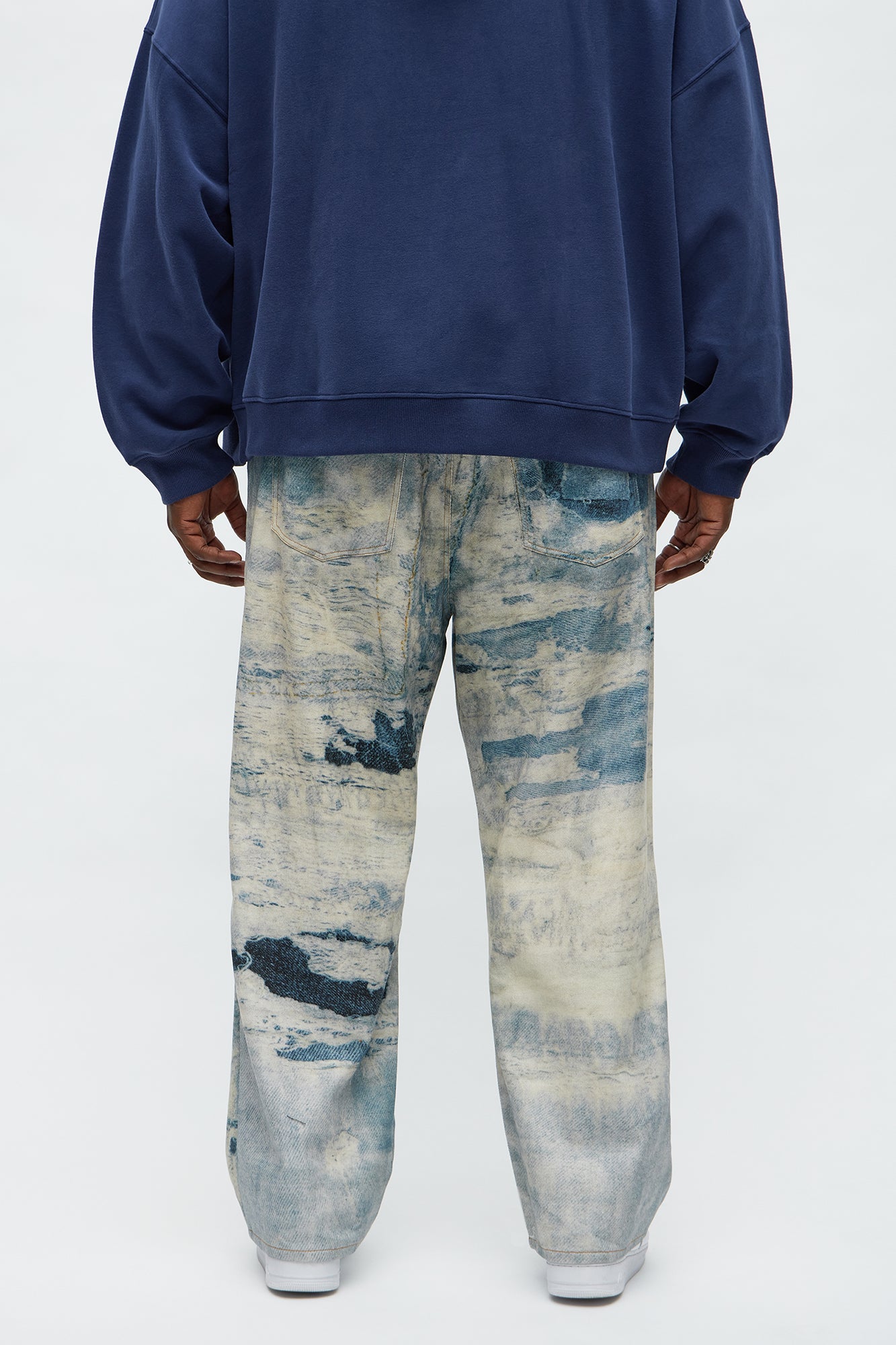 Baggy Be Bad Printed Distressed Pant - Blue/combo