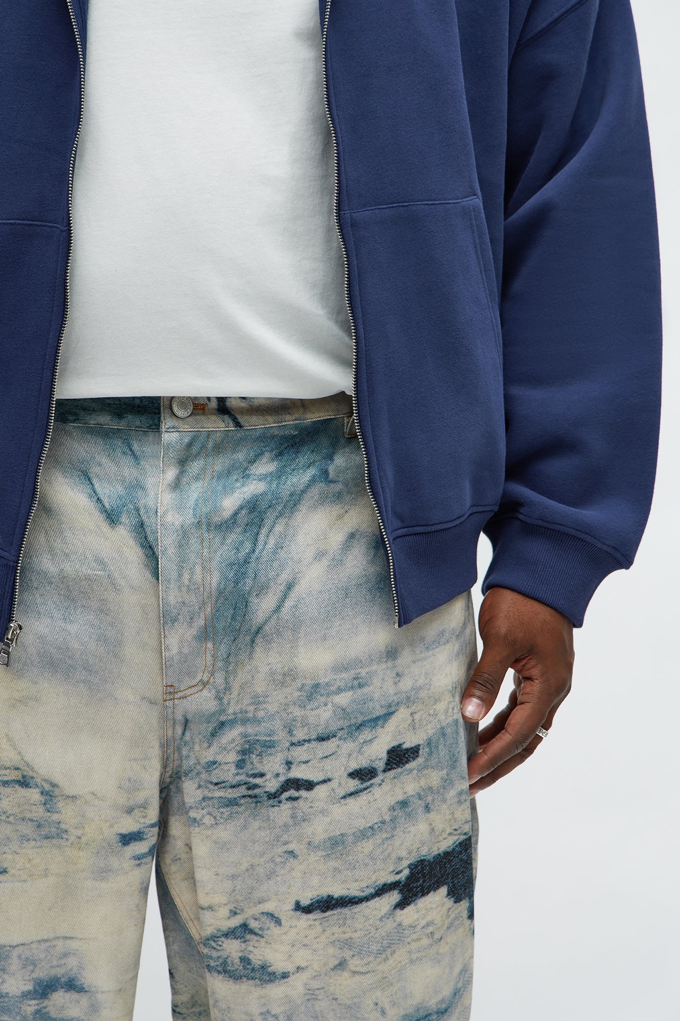 Baggy Be Bad Printed Distressed Pant - Blue/combo