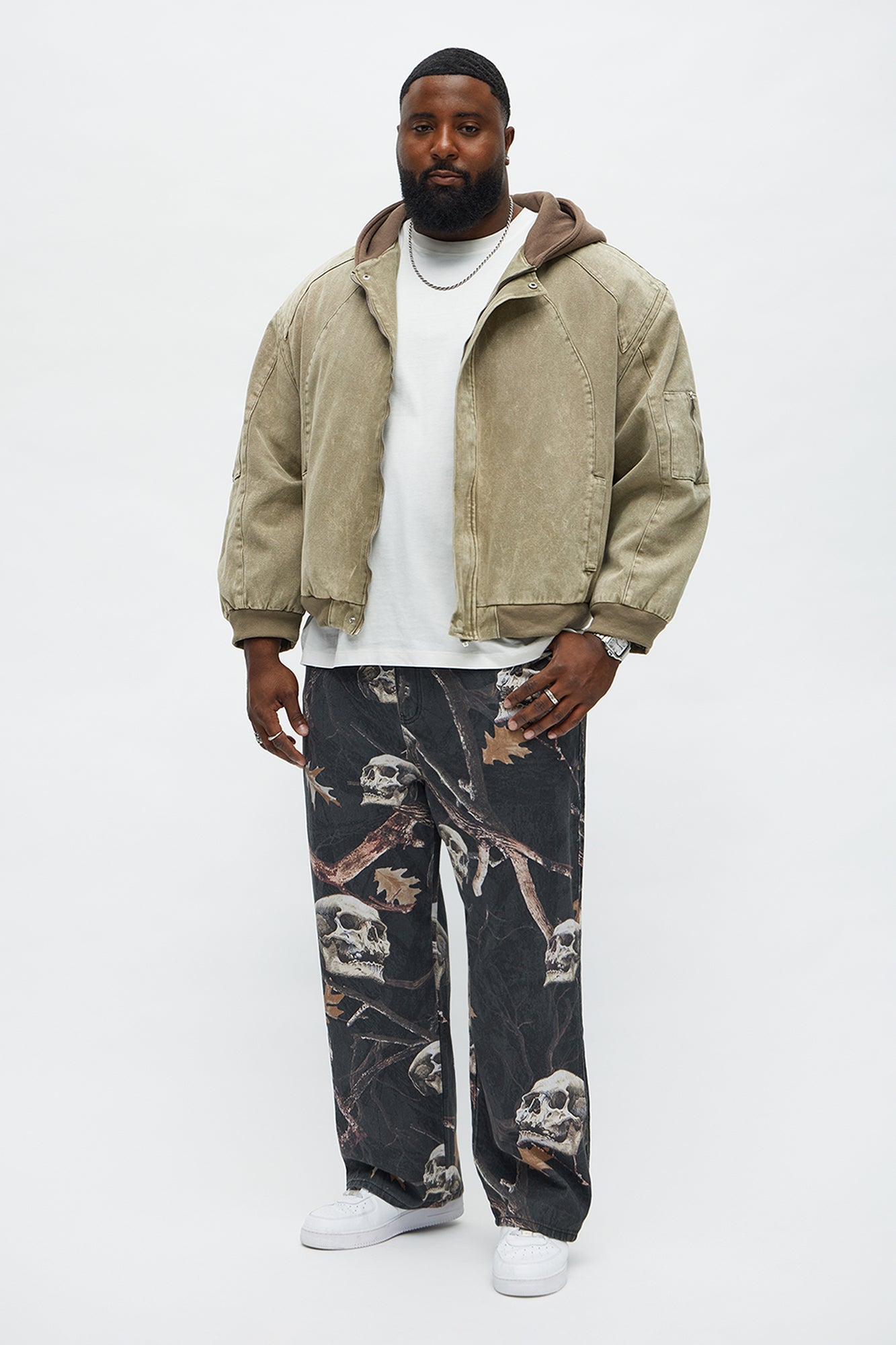 Baggy Skull Leaves Printed Pant - Camouflage