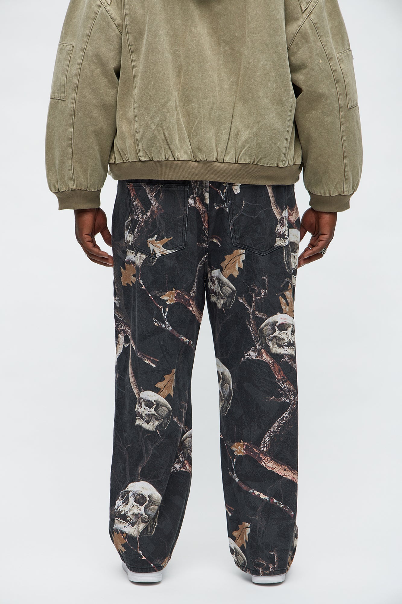 Baggy Skull Leaves Printed Pant - Camouflage