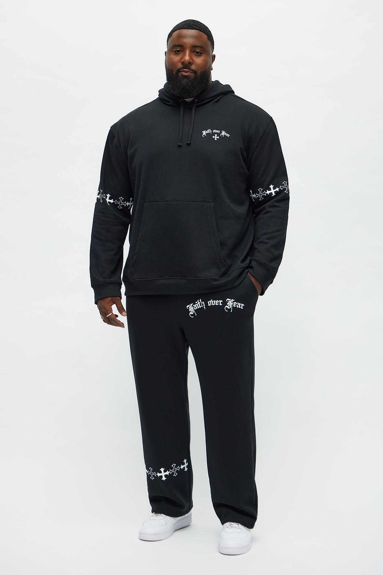 Faith Over Fear Baggy Sweatpants - Black