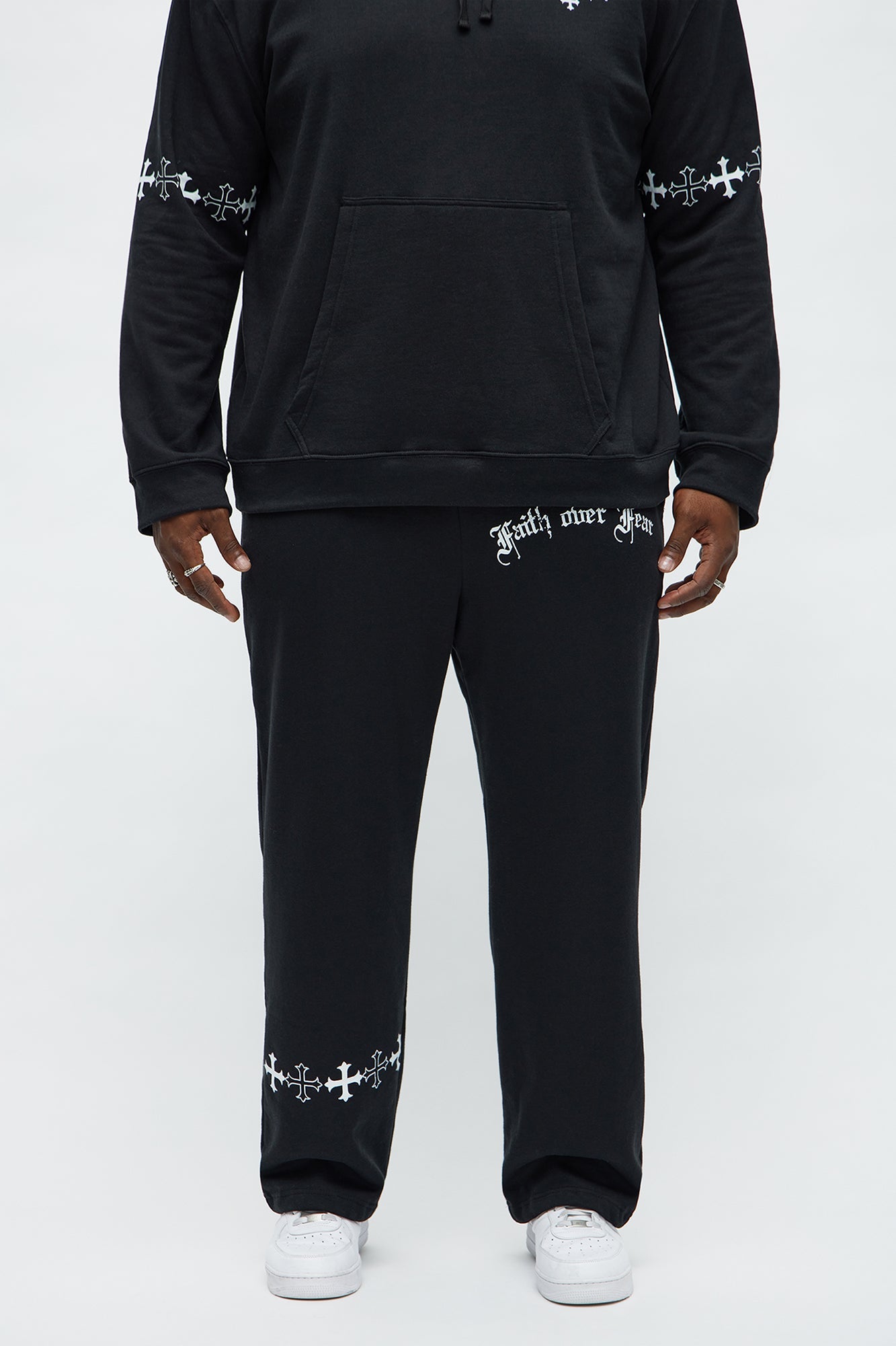 Faith Over Fear Baggy Sweatpants - Black