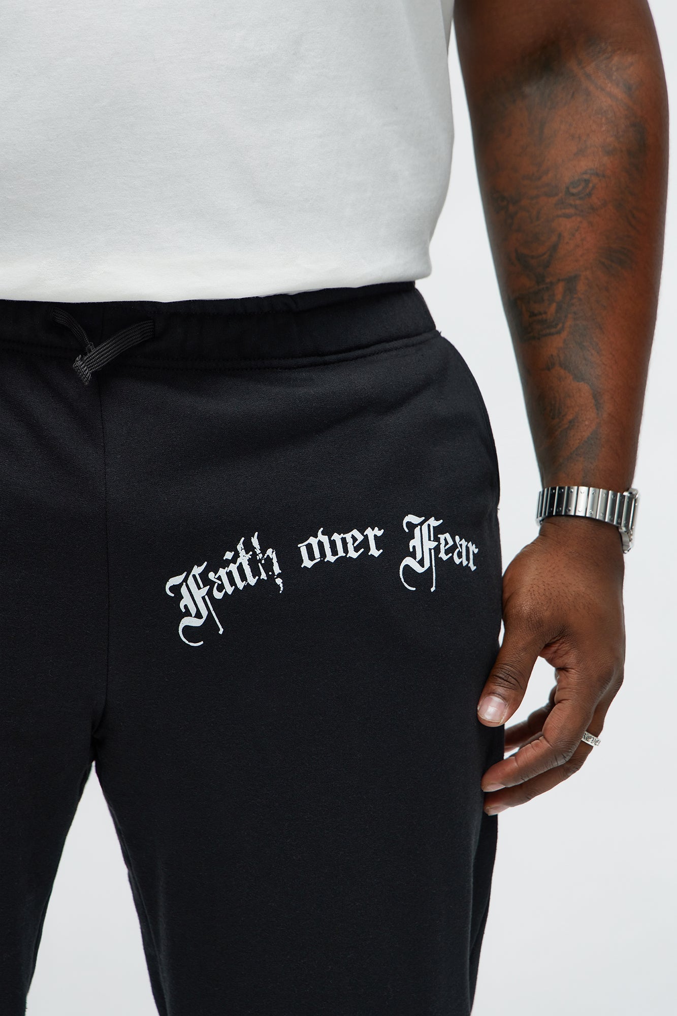 Faith Over Fear Baggy Sweatpants - Black