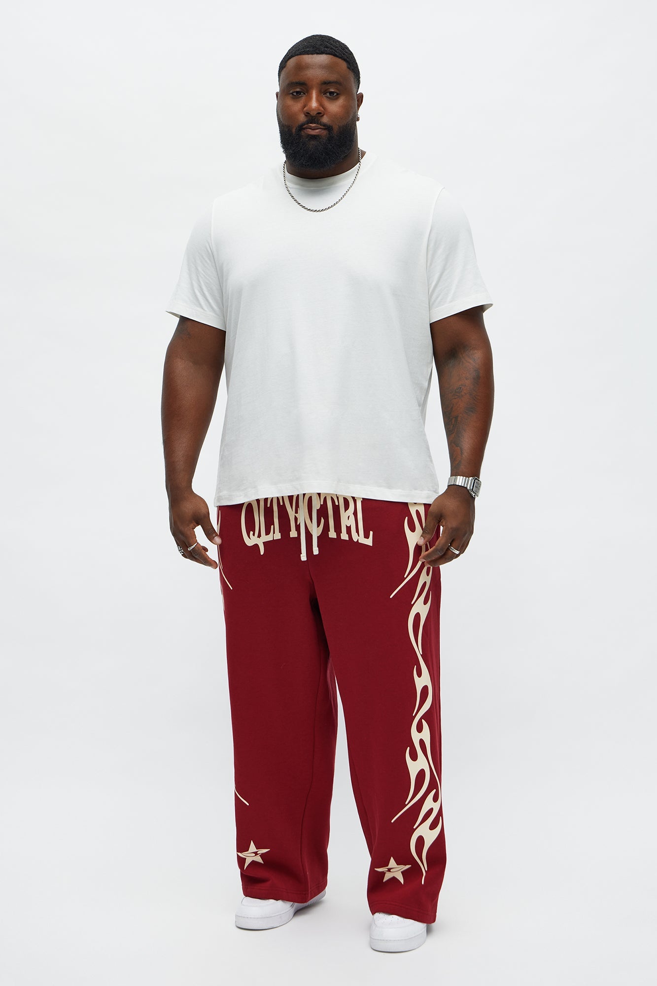Relaxed Under Control Straight Sweatpants - Red