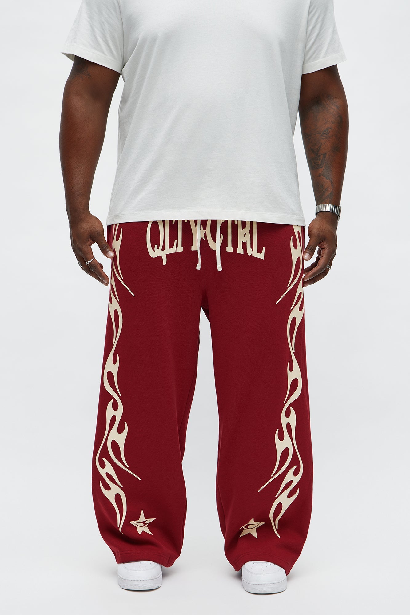 Relaxed Under Control Straight Sweatpants - Red