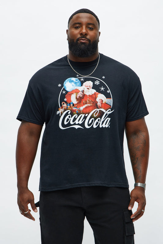 Coca Cola Holly Jolly Santa Claus Short Sleeve Tee - Black
