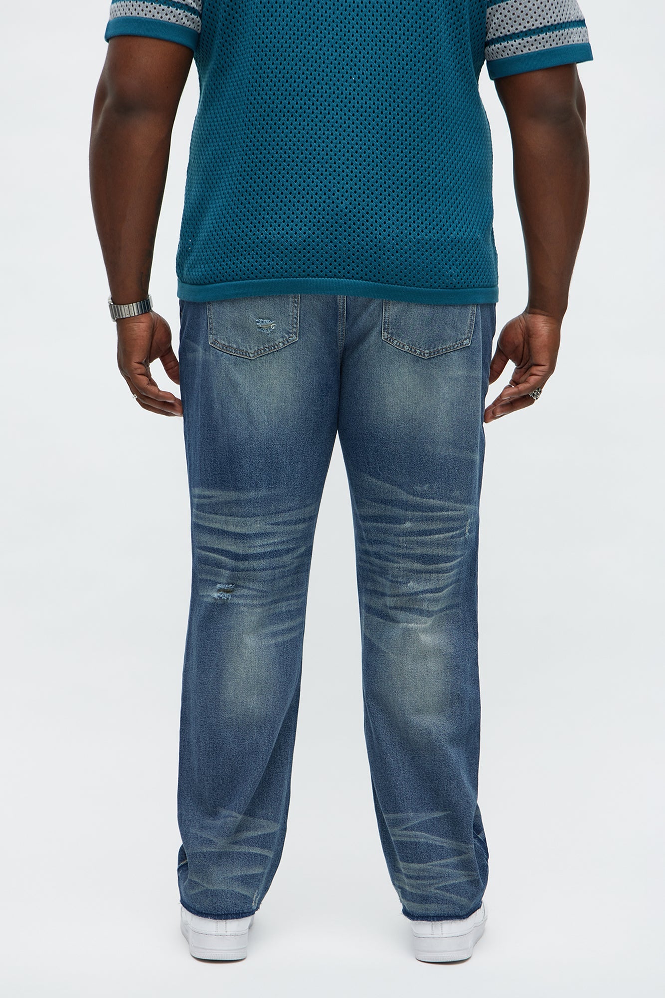 Straight Augustus Rip And Repair Jean - Vintage Blue Wash