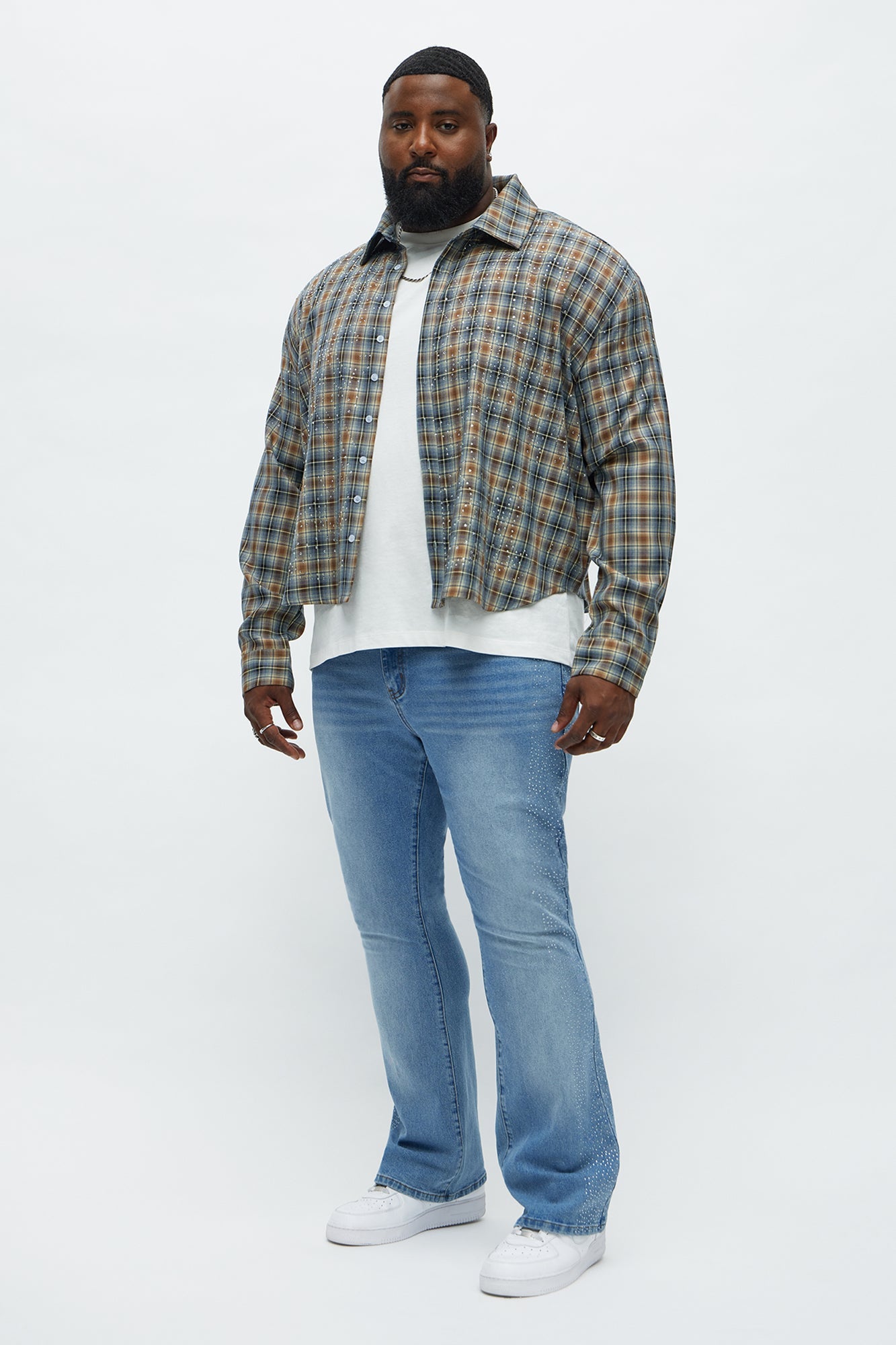 Stacked Skinny Flare Come With Me Jewel Jean - Light Wash