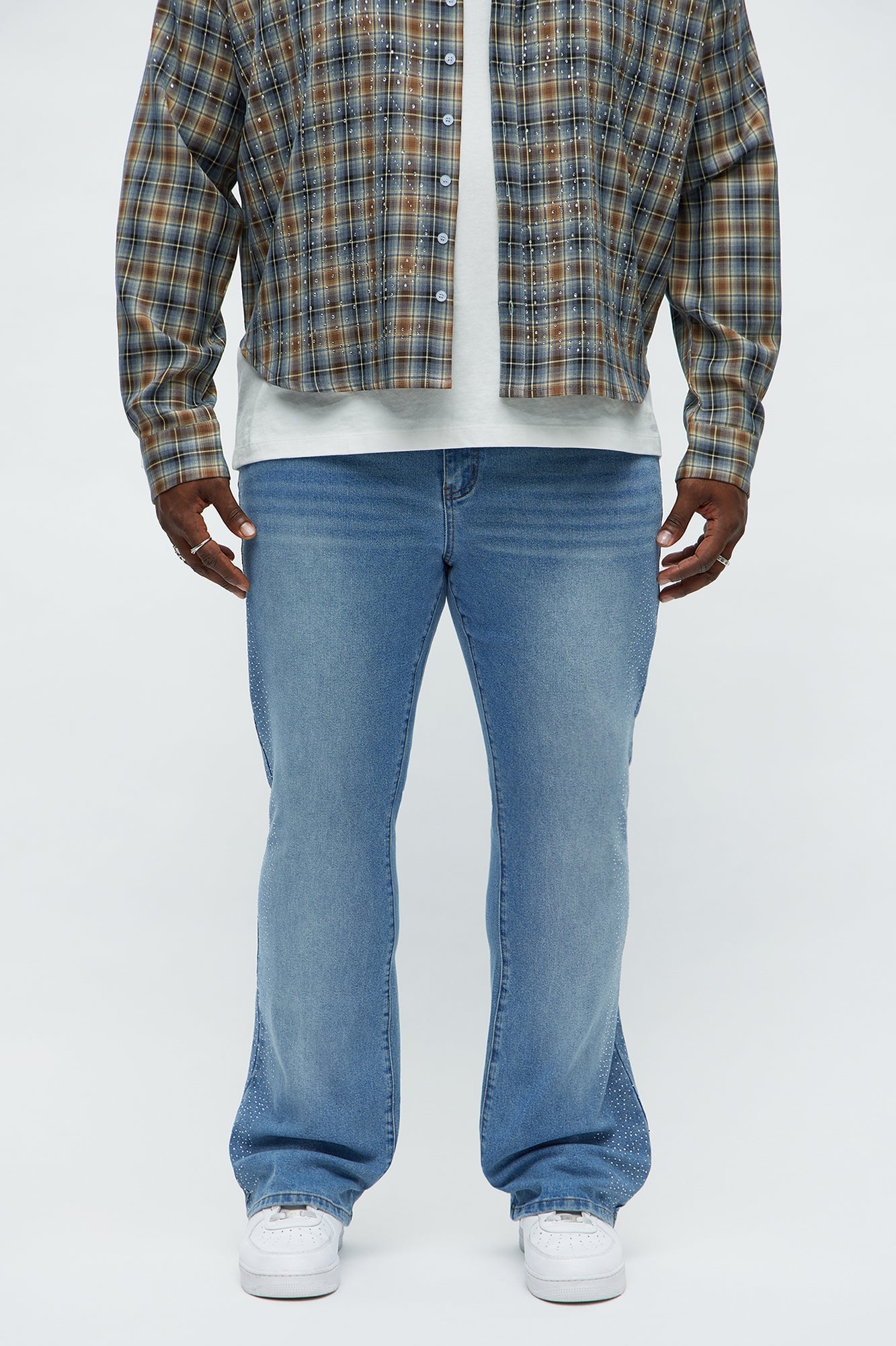 Stacked Skinny Flare Come With Me Jewel Jean - Light Wash