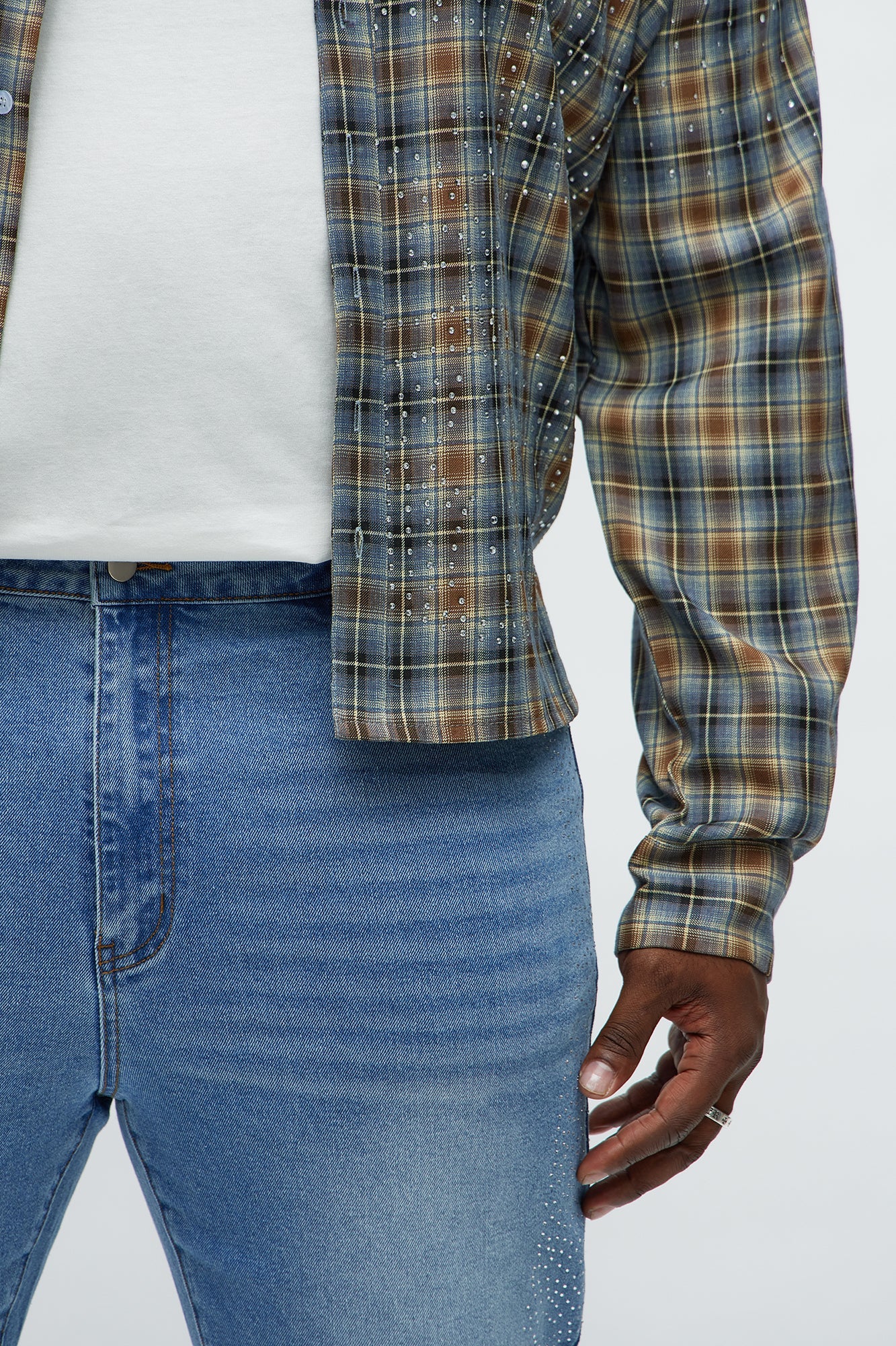 Stacked Skinny Flare Come With Me Jewel Jean - Light Wash