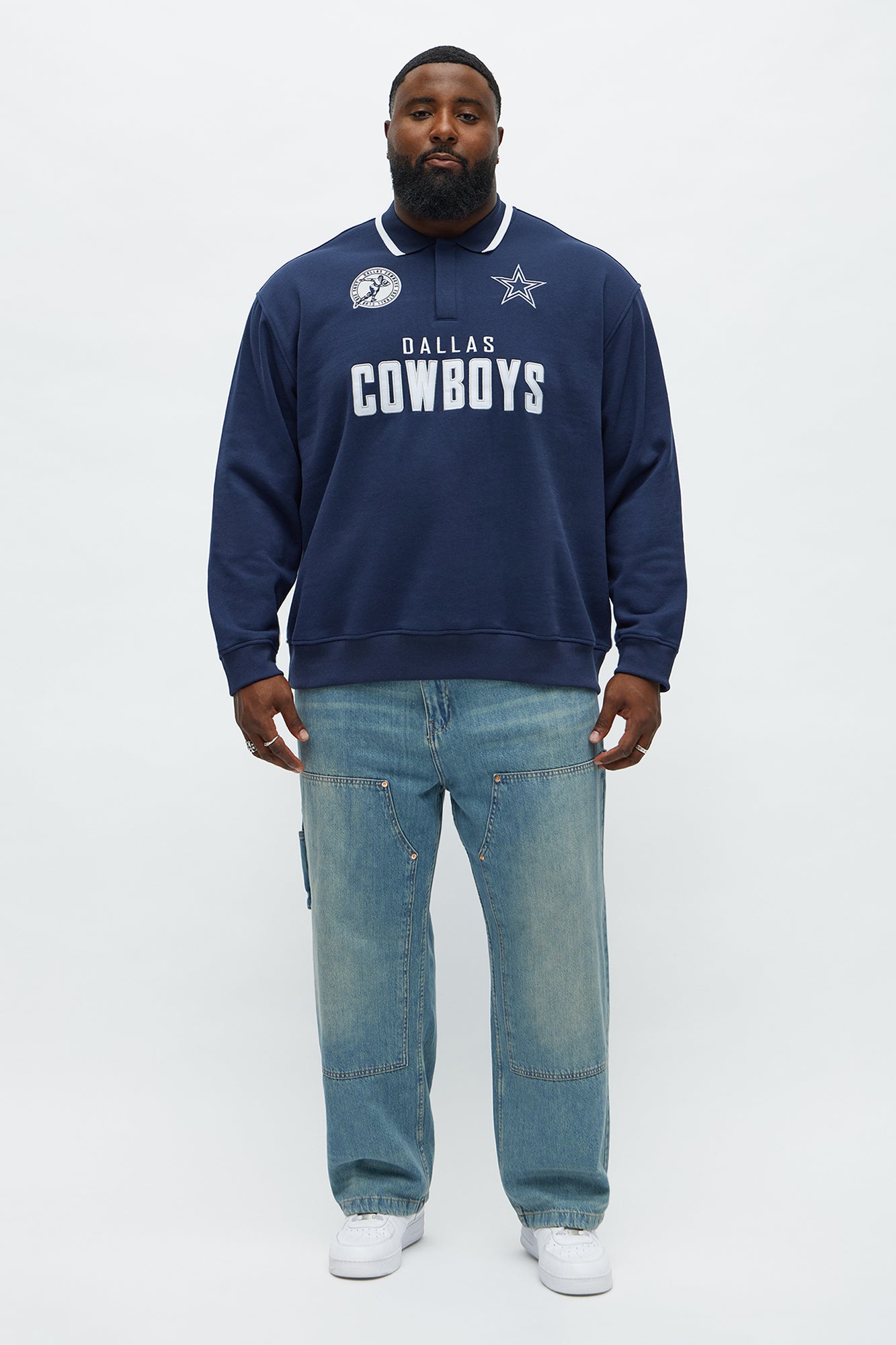 Cowboys Sunset Flip Fleece Polo - Navy