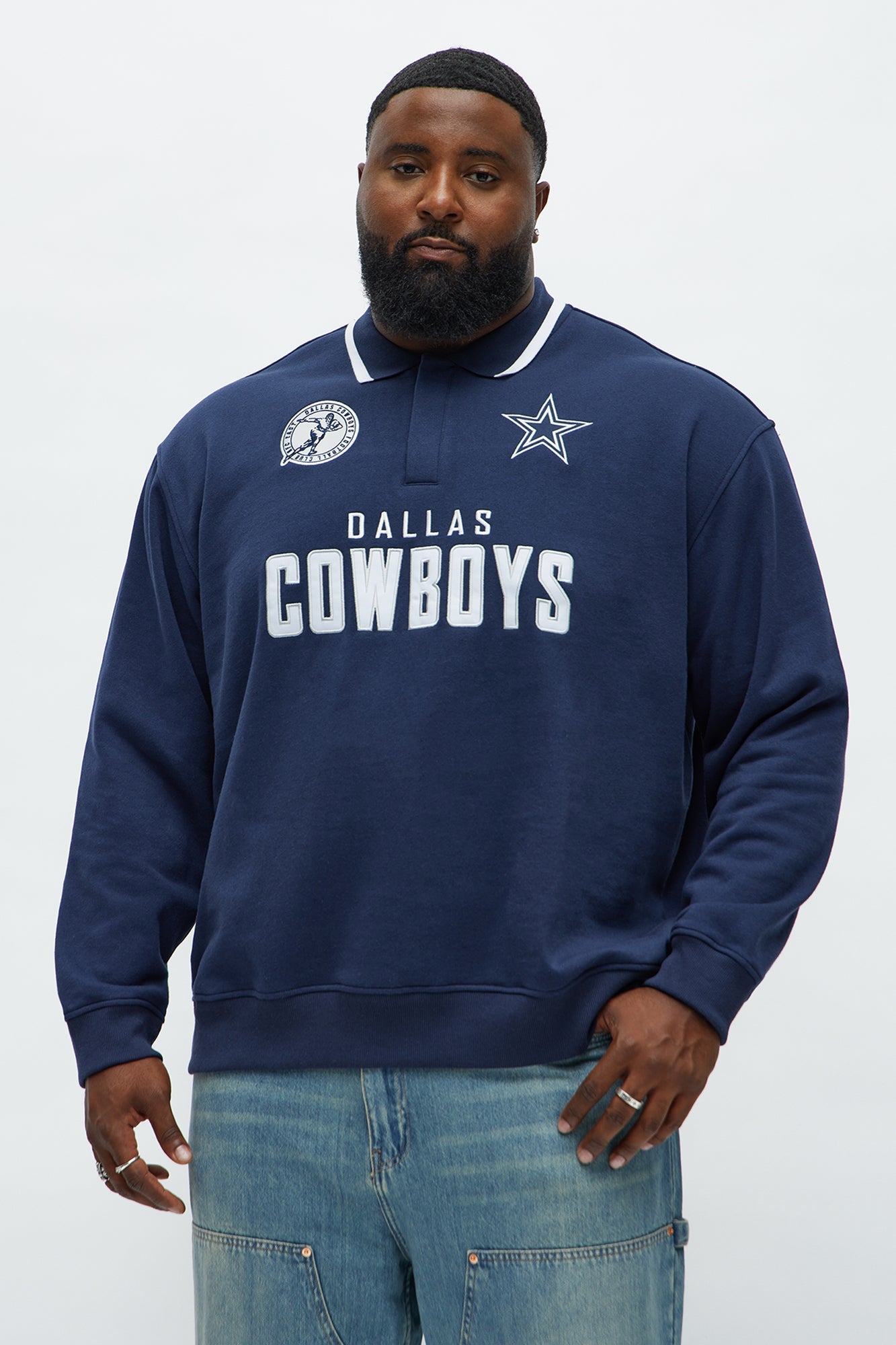 Cowboys Sunset Flip Fleece Polo - Navy