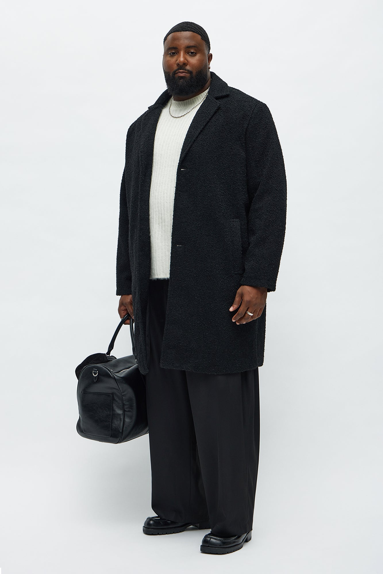 Textured Upper East Side Boucle Car Coat - Black