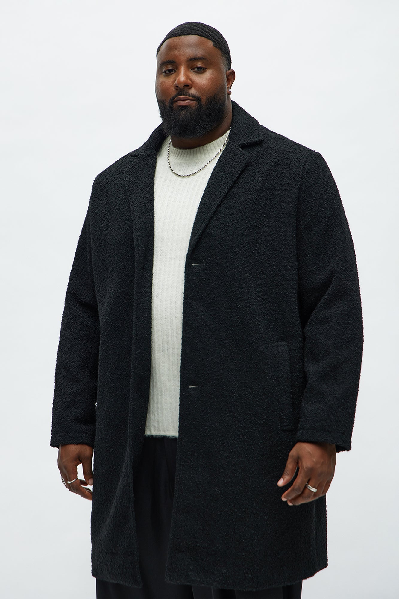 Textured Upper East Side Boucle Car Coat - Black