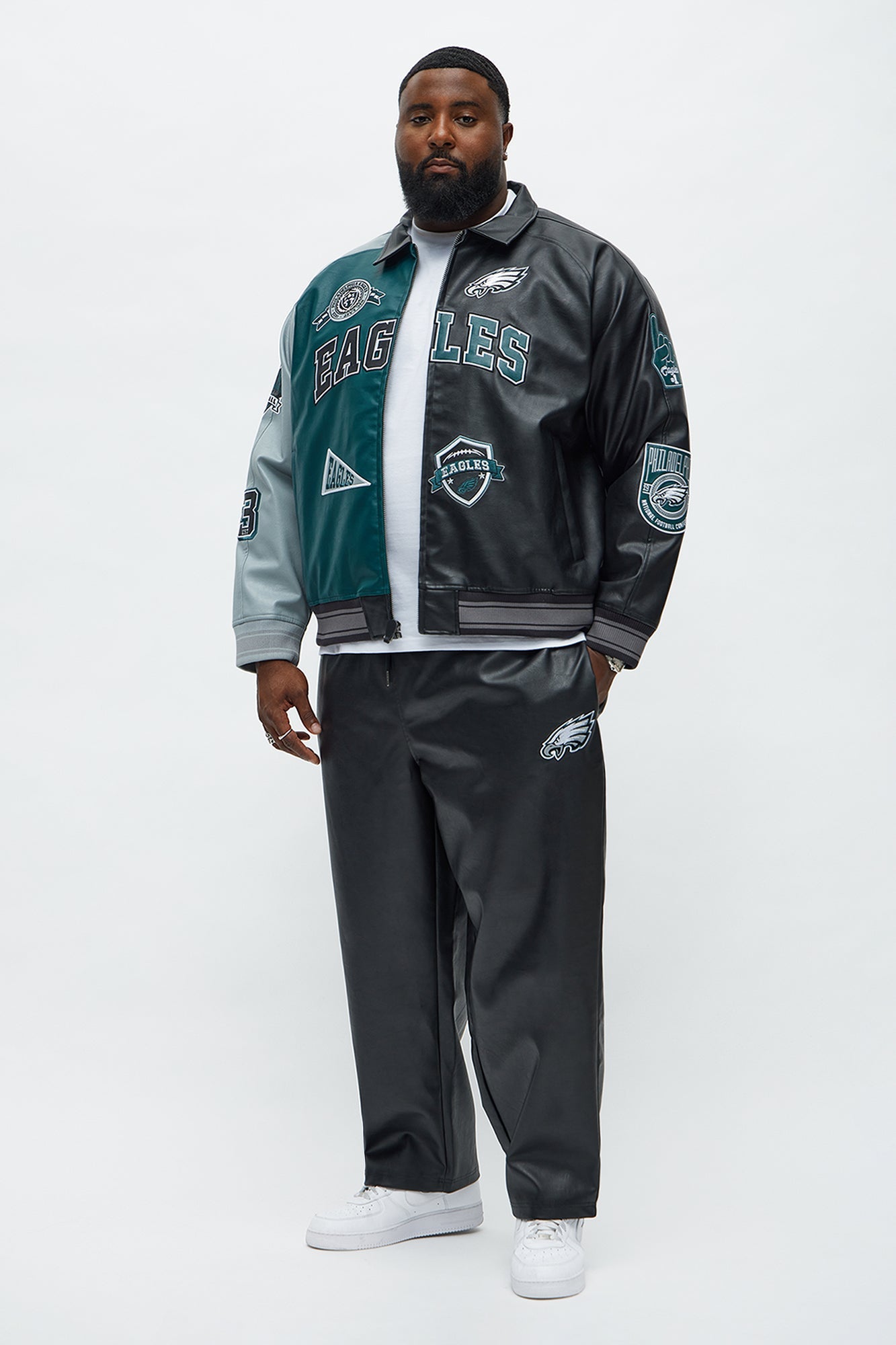 Eagles Marquee Star Faux Leather Straight Pant - Black