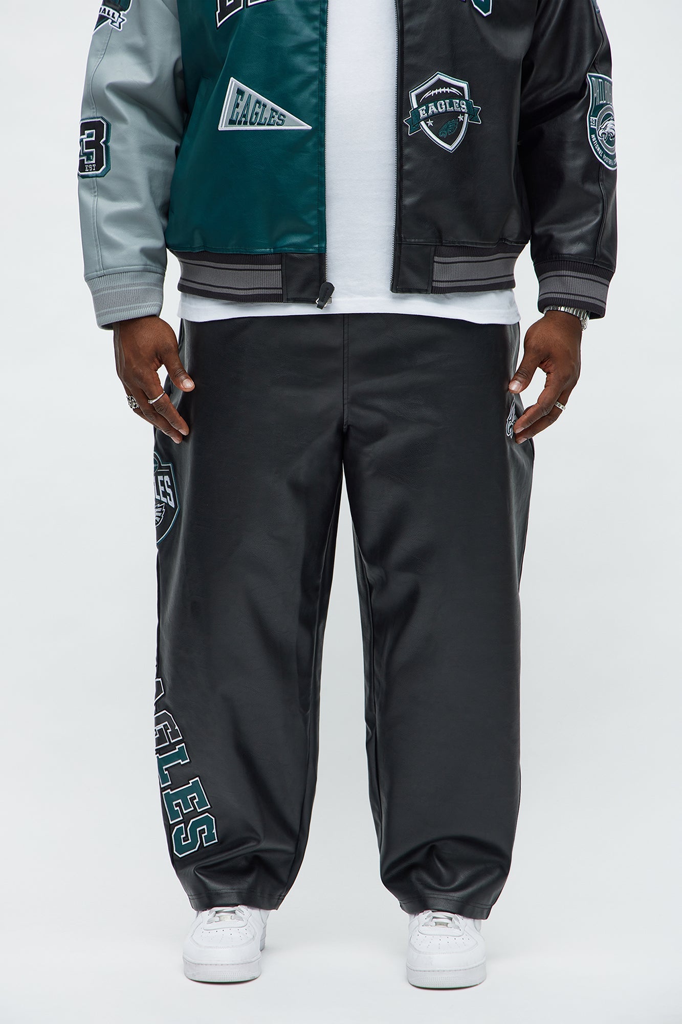 Eagles Marquee Star Faux Leather Straight Pant - Black