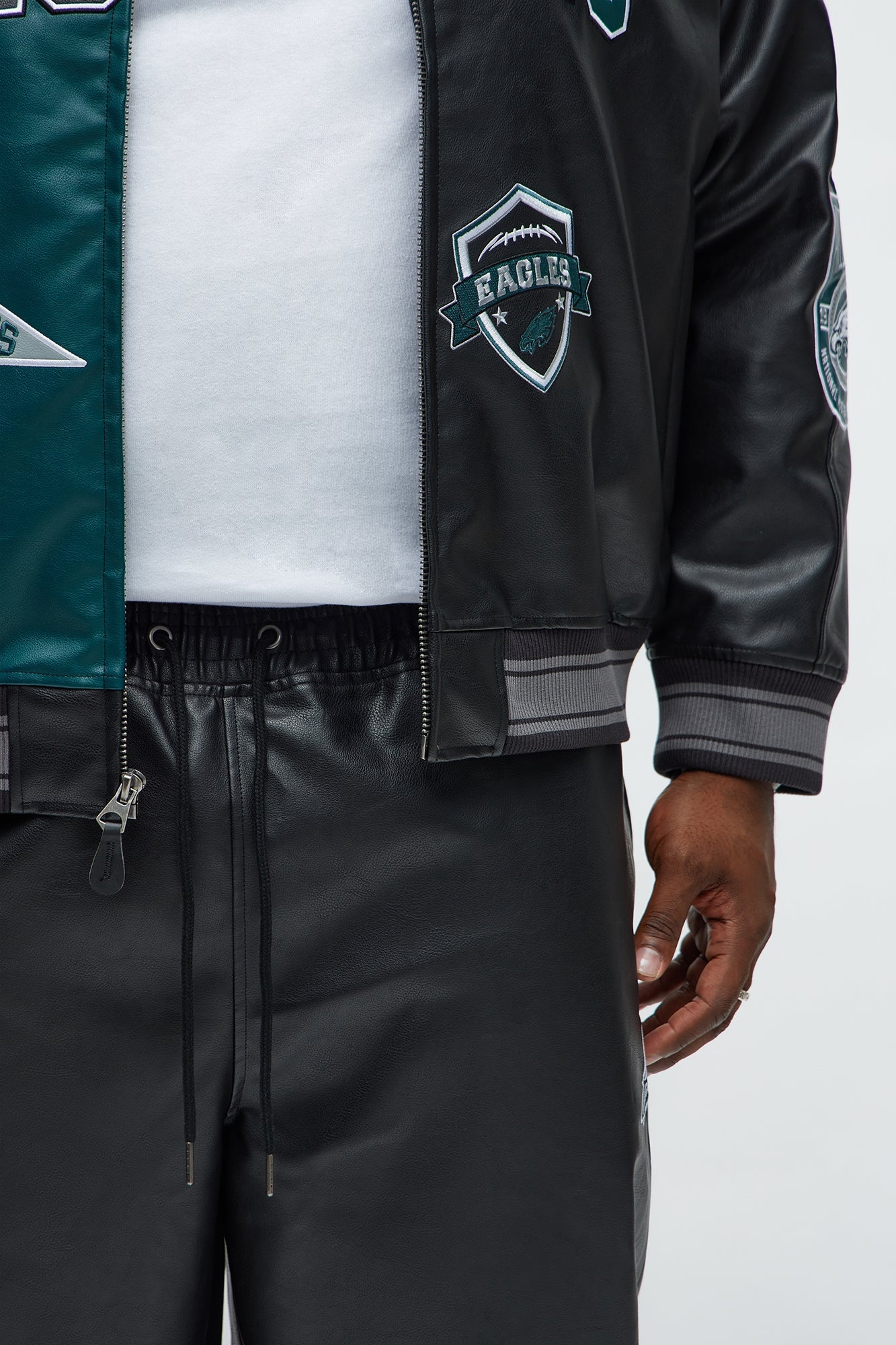 Eagles Marquee Star Faux Leather Straight Pant - Black