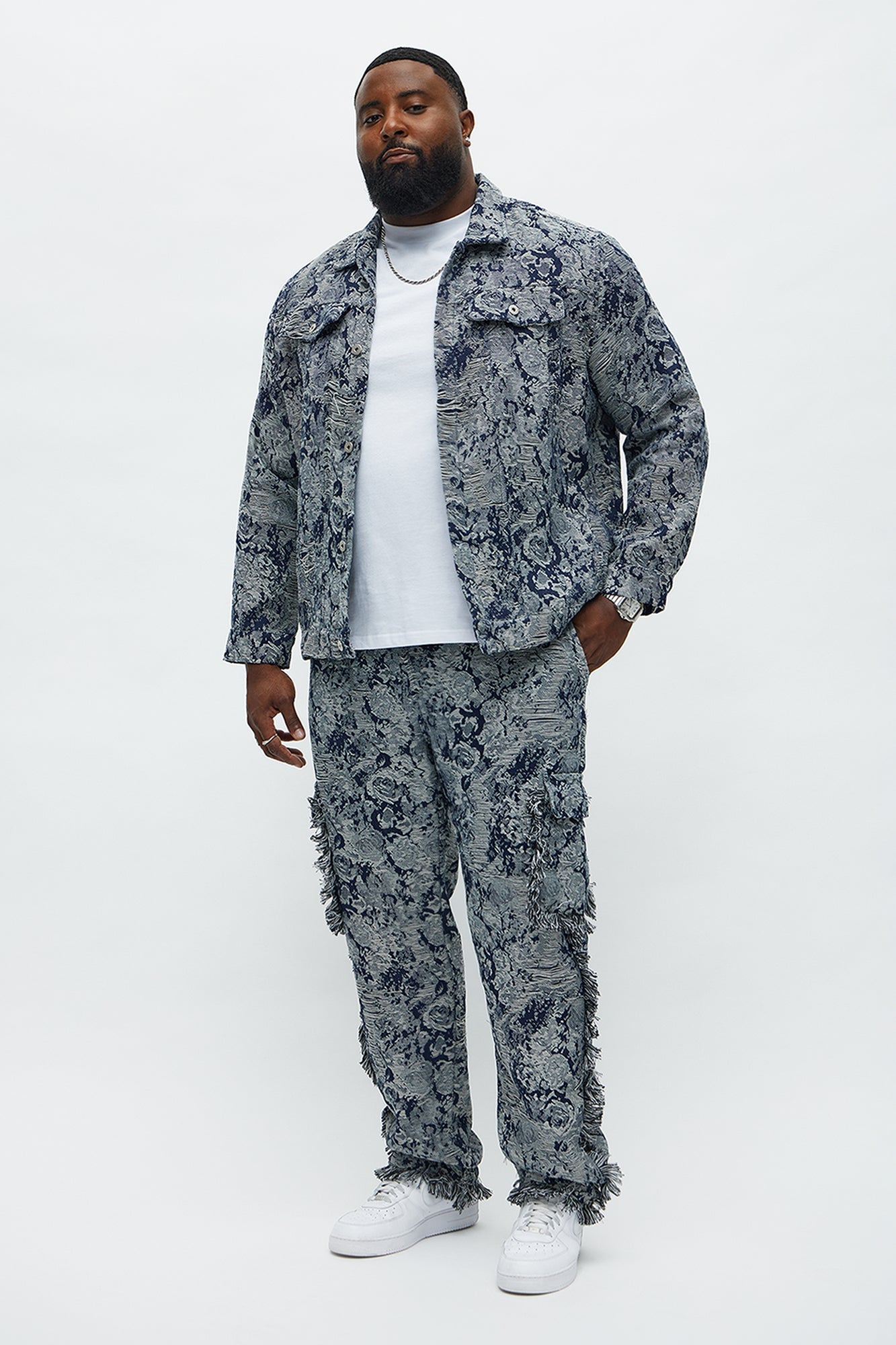 Straight Within The Roses Tapestry Cargo Pant - Navy/combo