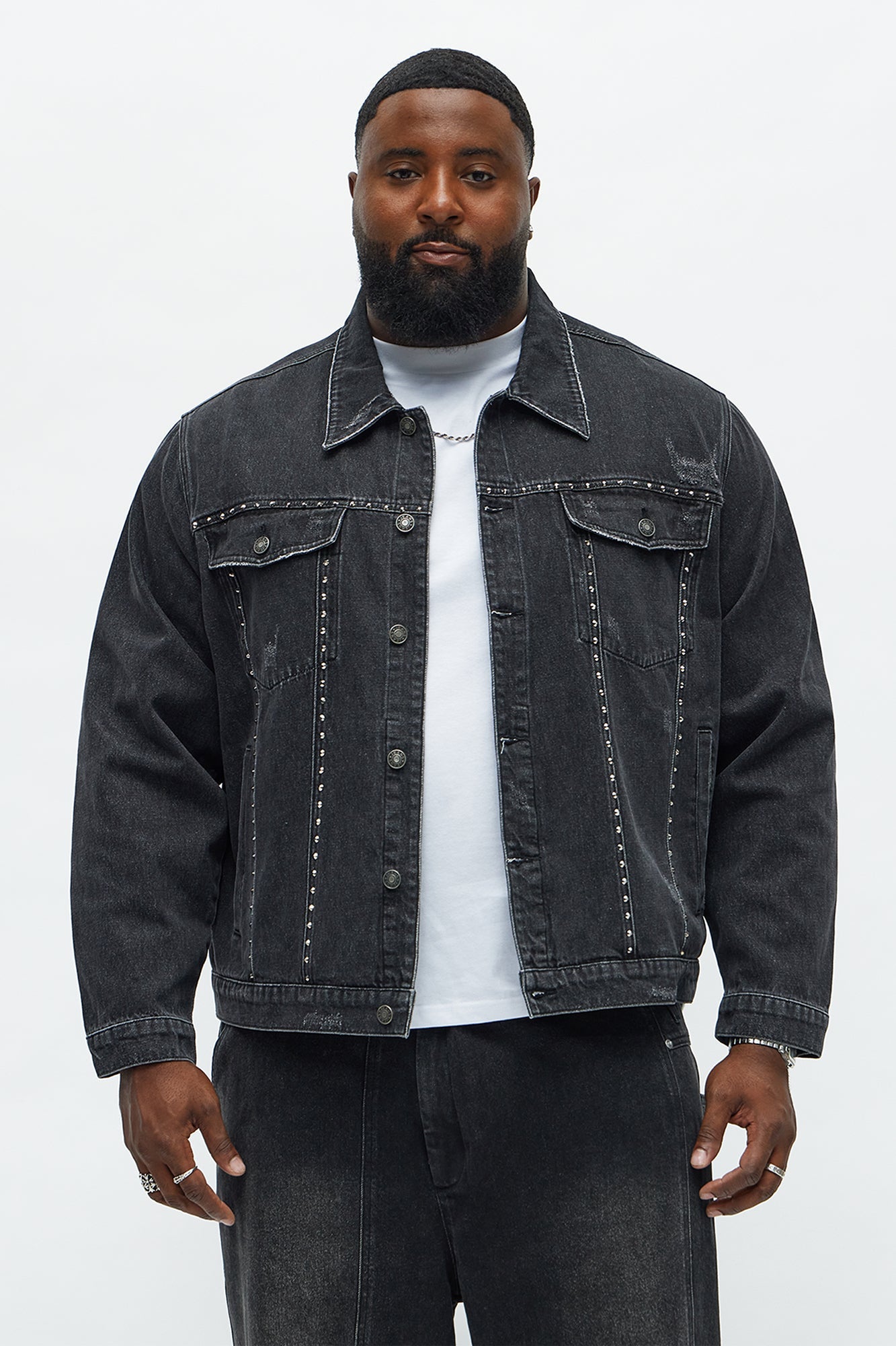 Paik Rhinestone Denim Jacket - Black Wash