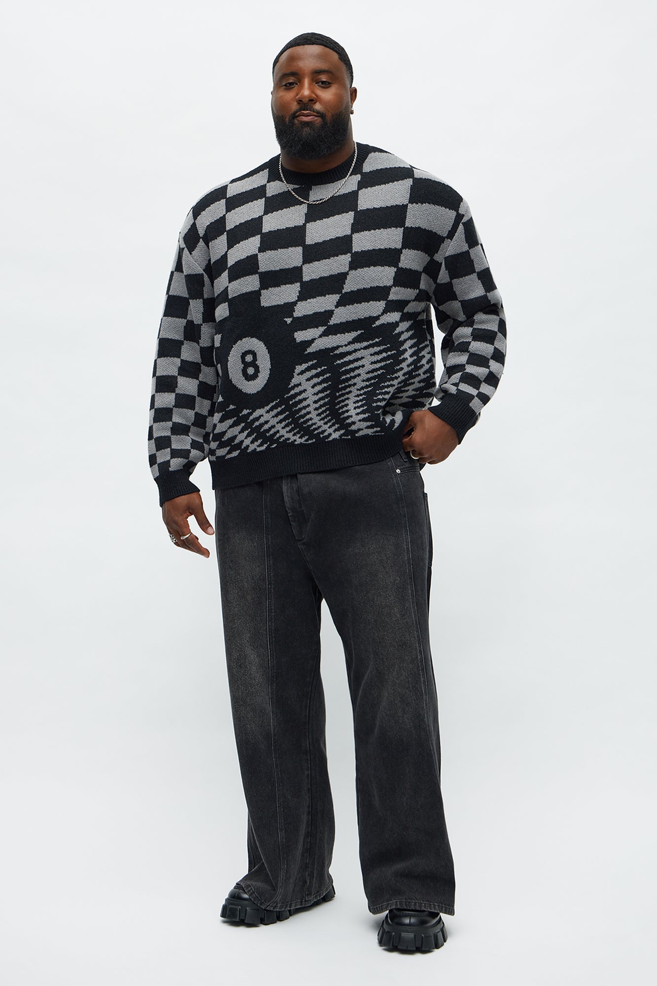 Gridlock 8 Ball Sweater - Black/Grey