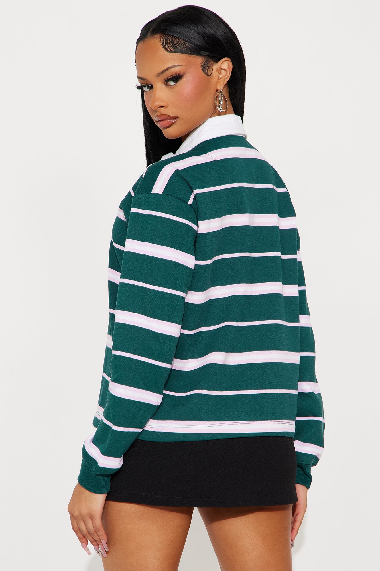 24 Varsity Vibe Striped Polo - Hunter