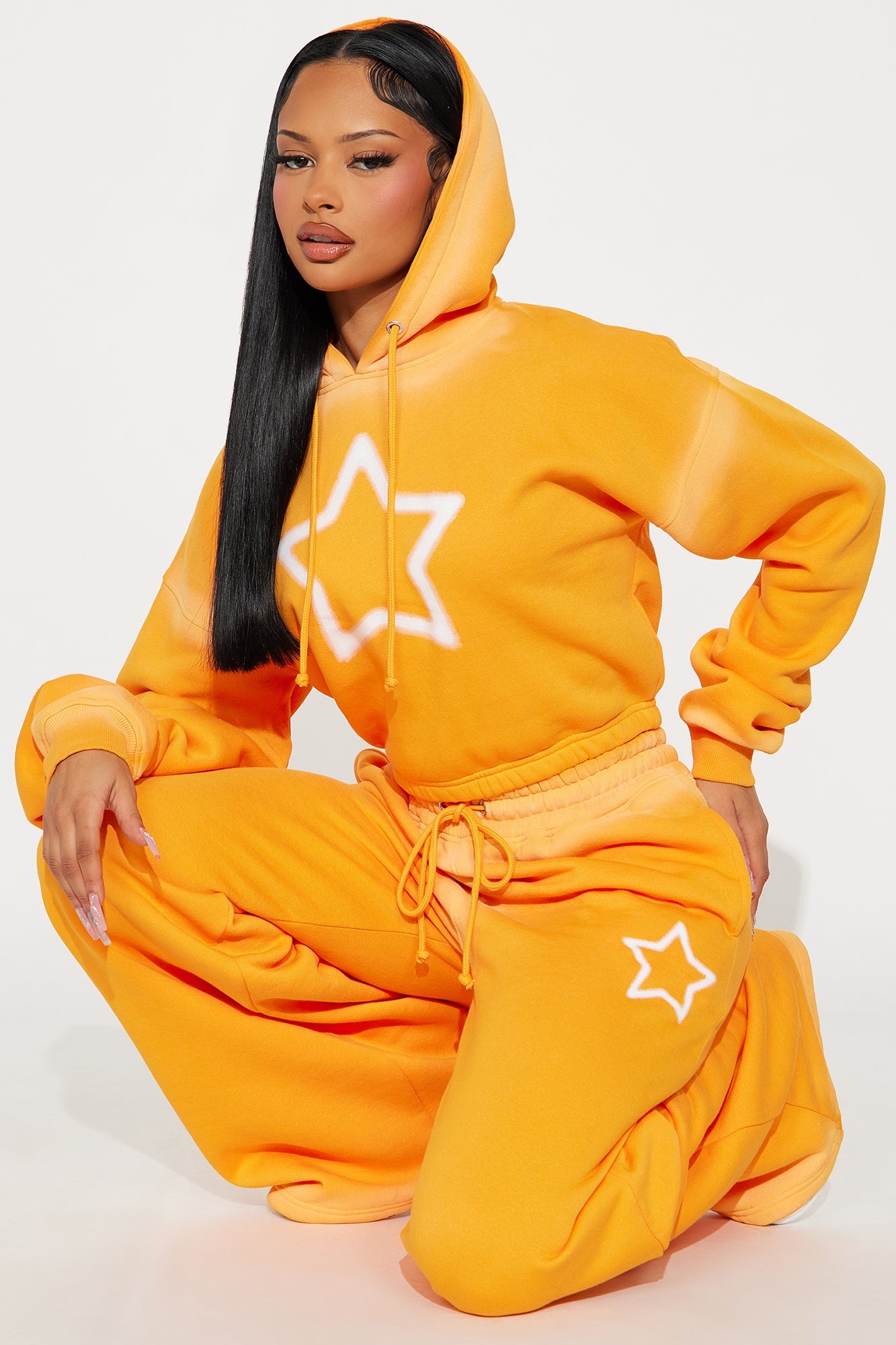Shining Star Fleece Pant Set - Orange