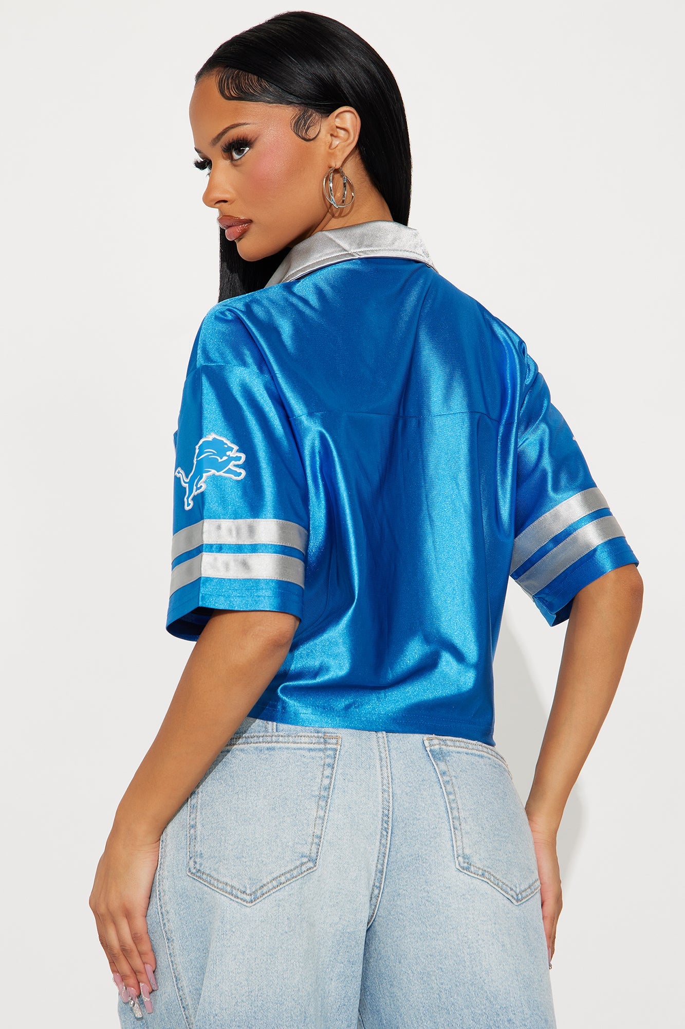 NFL Detroit Lions Cropped Shirt - Blue/combo
