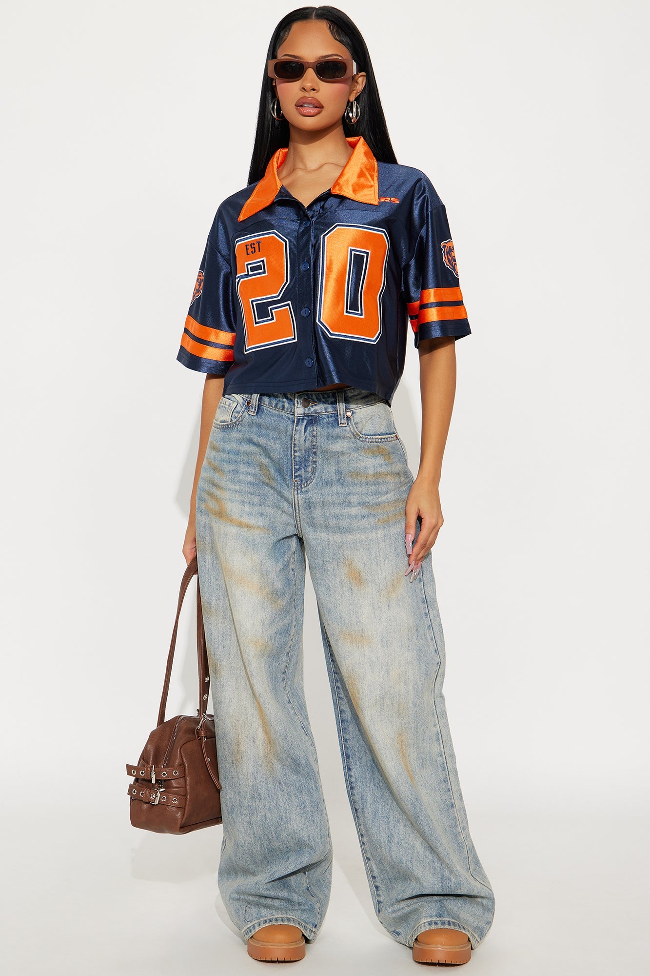 NFL Bears Cropped Shirt - Navy