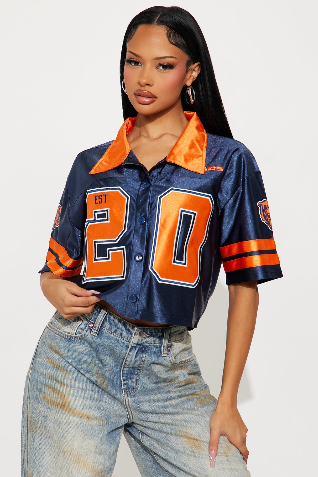 NFL Bears Cropped Shirt - Navy