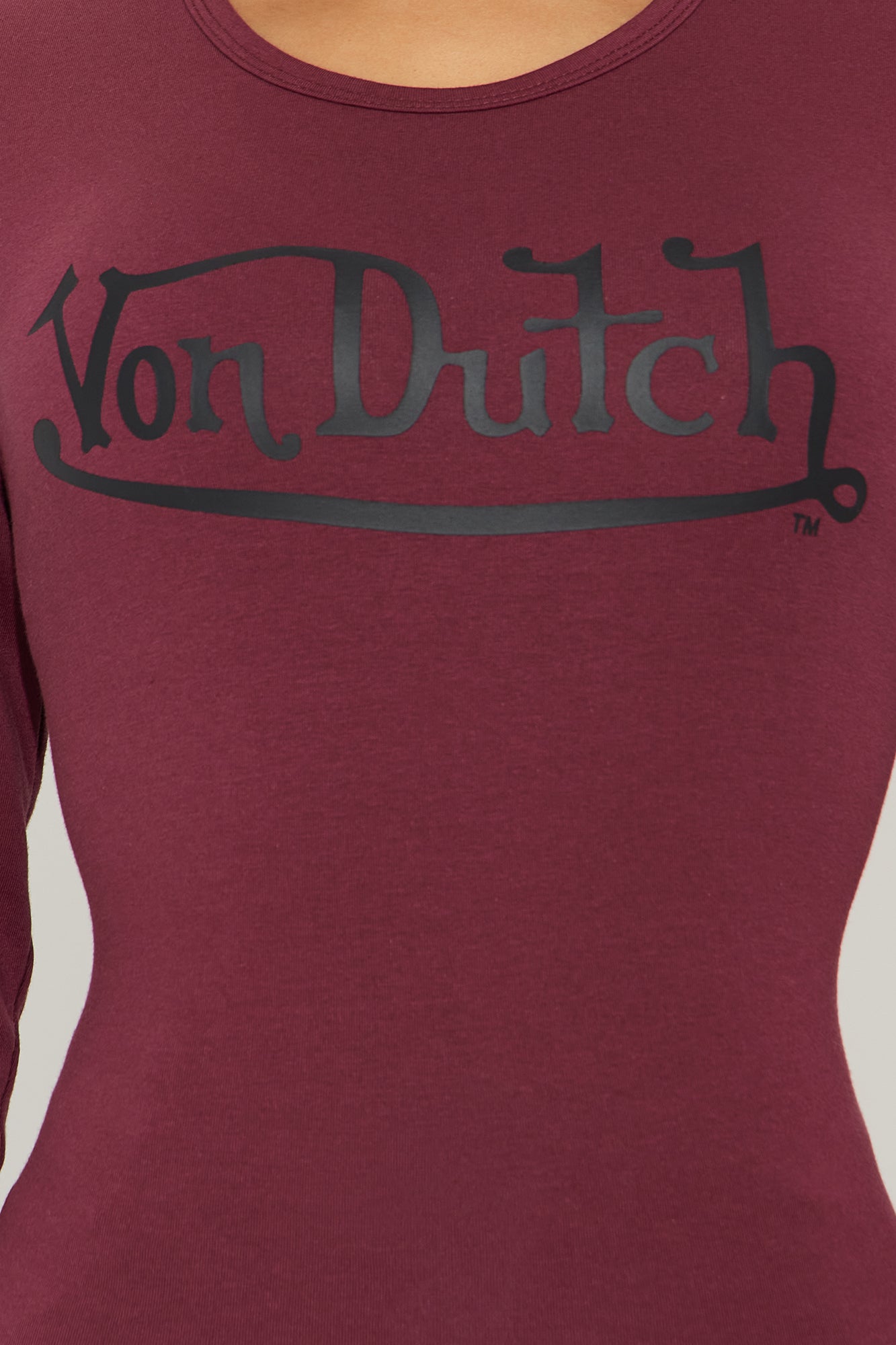Von Dutch Crew Neck Baby Tee - Burgundy
