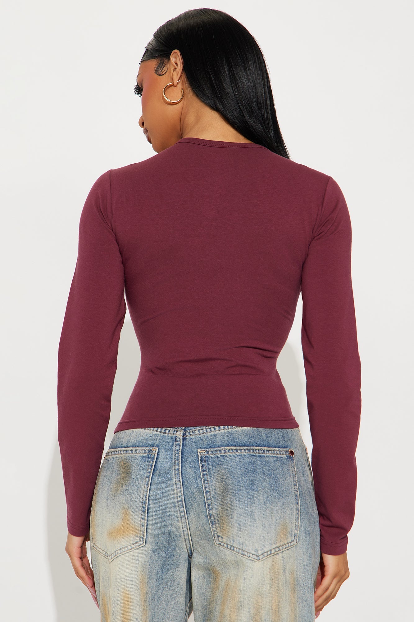 Von Dutch Crew Neck Baby Tee - Burgundy